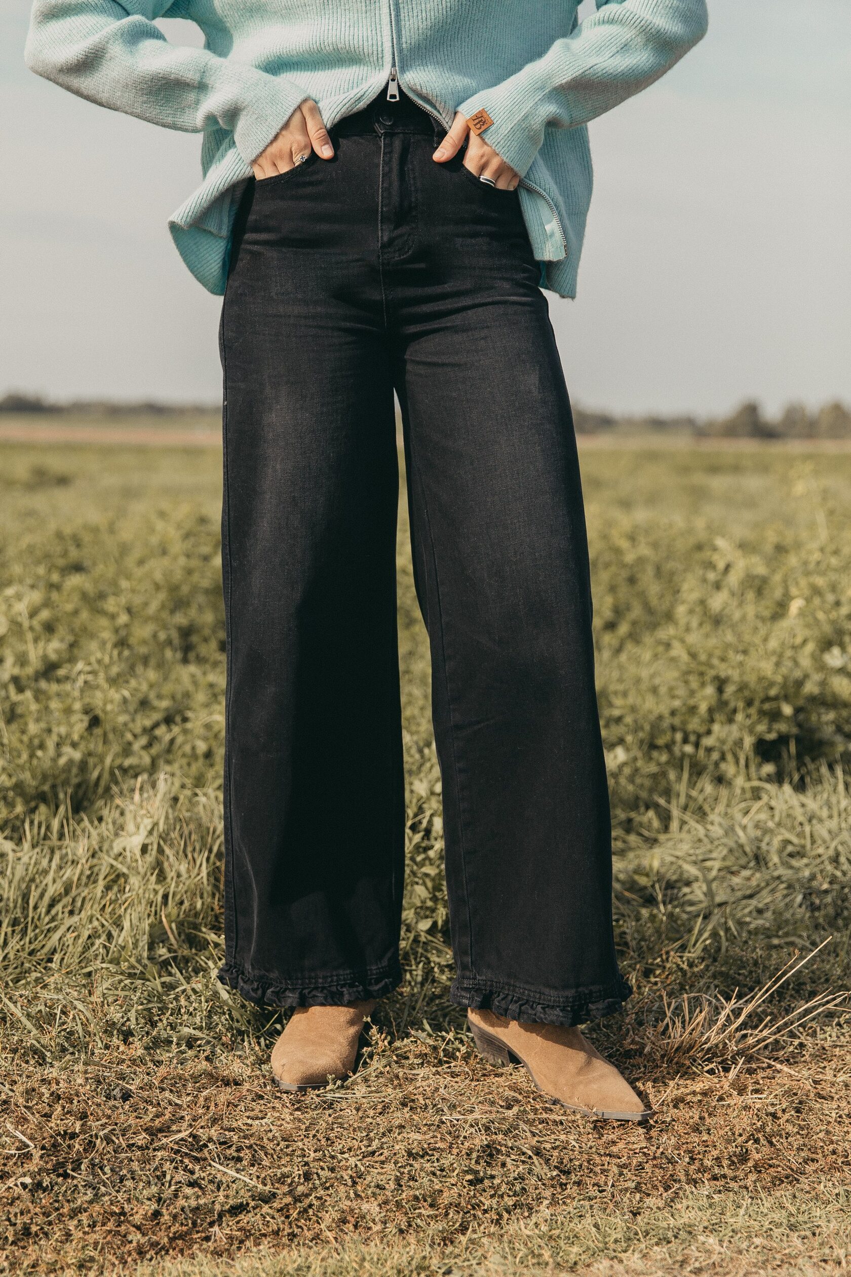 Джинсы палаццо PB с рюшей