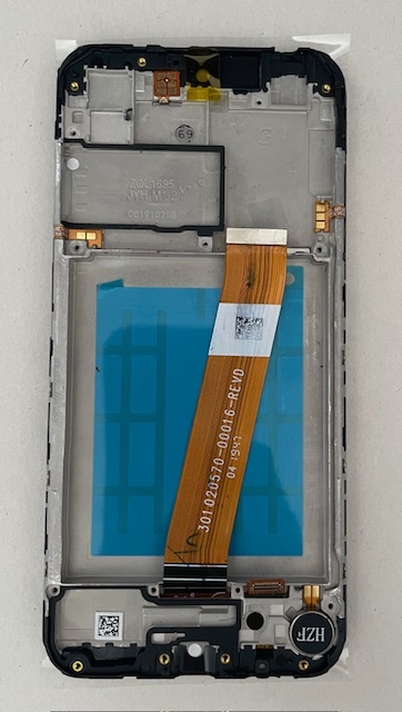 Дисплей с тачскрином Samsung (Самсунг) A015 / A01 (сервисный 100% оригинал) с рамкой широкий/узкий шлейф