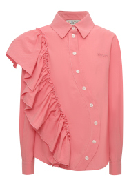 Блуза розовая с воланом и вышивкой