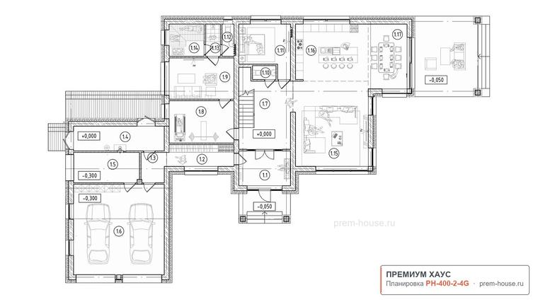 Планировка 1 этажа дома Дом Райт а Санкт-Петербурге C406, 400 м²— Премиум Хаус