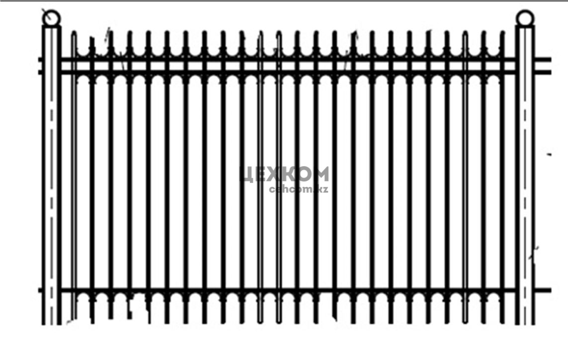 Ограждение из профильных труб, с металлическими стойками, размеры ...