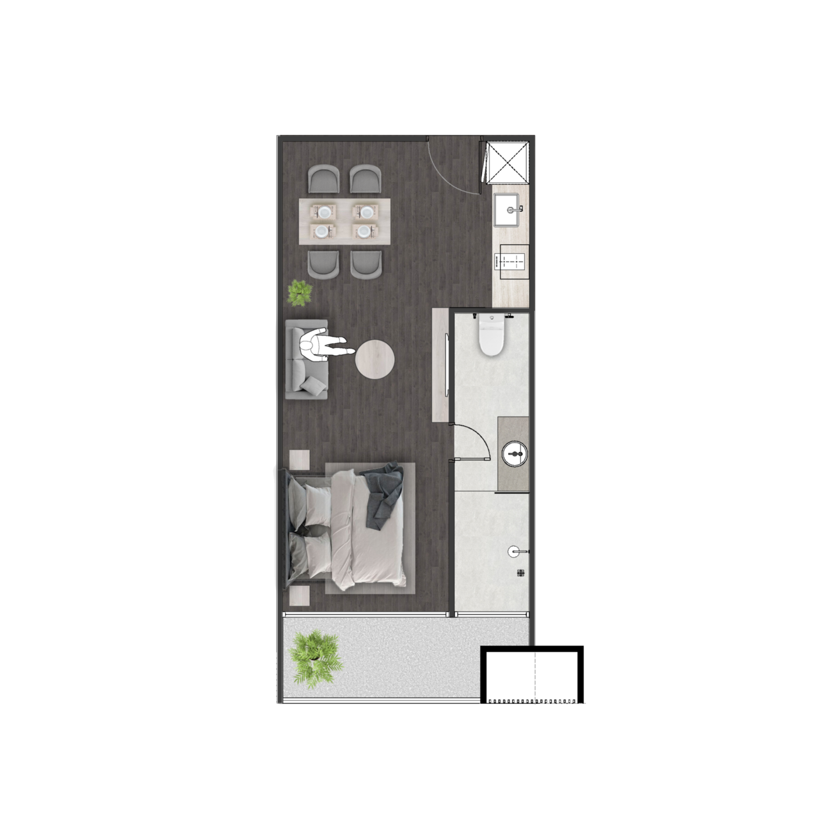 Unit 3311 — Studio · 44.55 m²