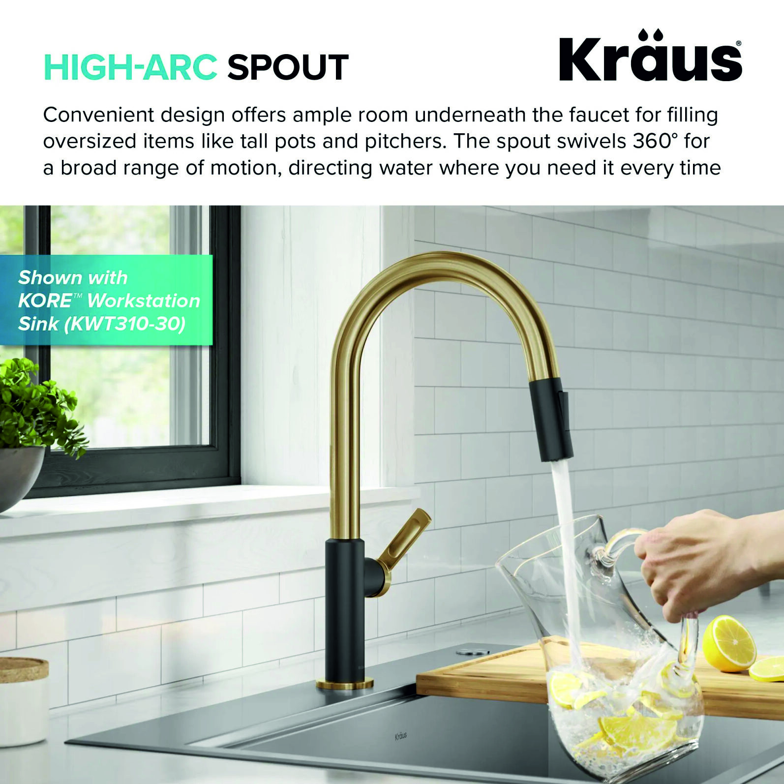 Кухонний змішувач Kraus KPF-2820BBMB - изображение 4