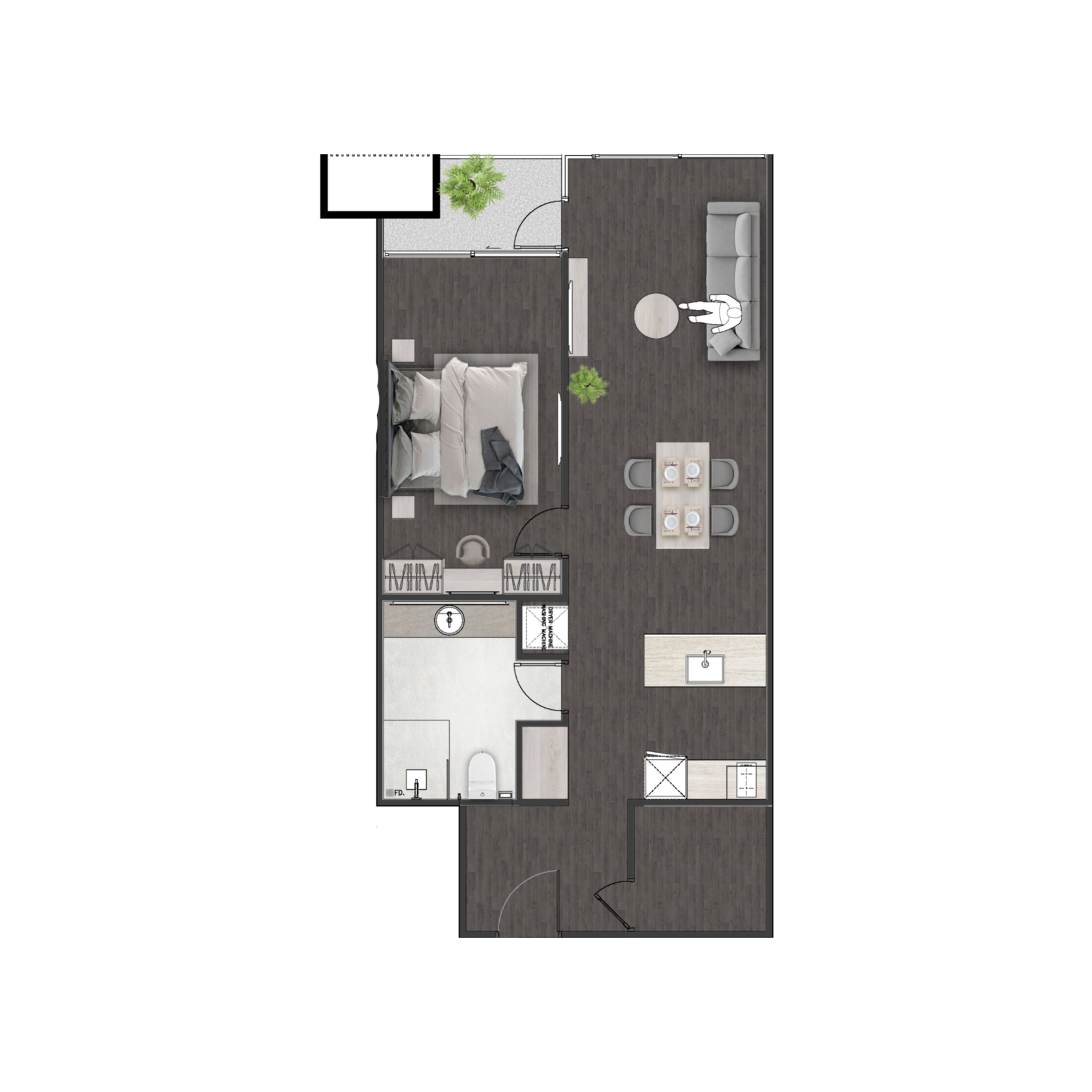 Unit 1711 — 1 Bed · 68.9 m²