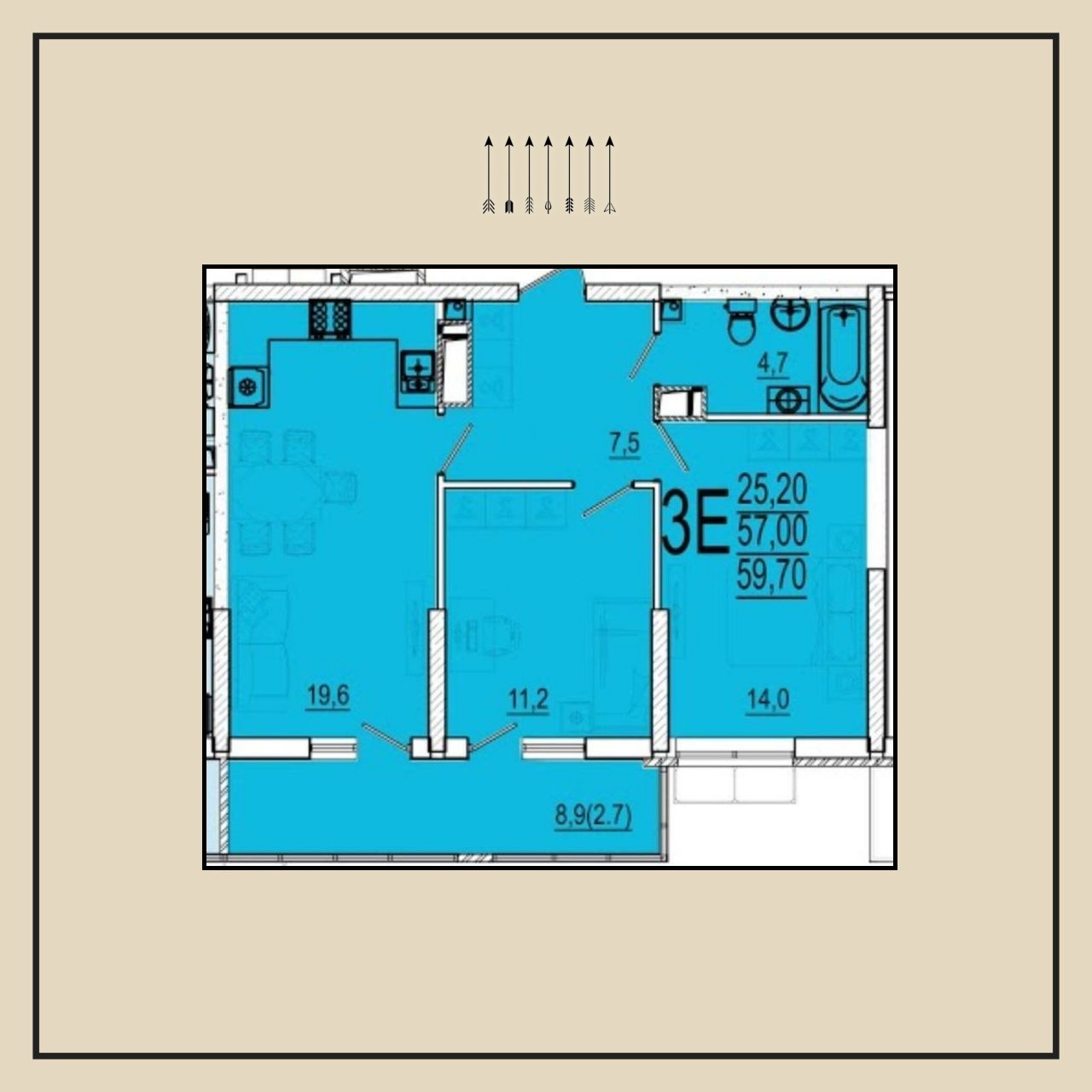 3-комнатная квартира, 66 м², ЖК Отражение · Б. Западный Обход/Энка