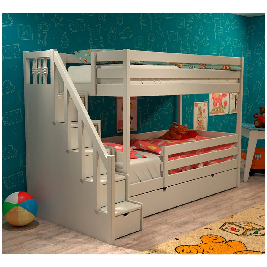 Кровать двухъярусная детская с приставной лестницей