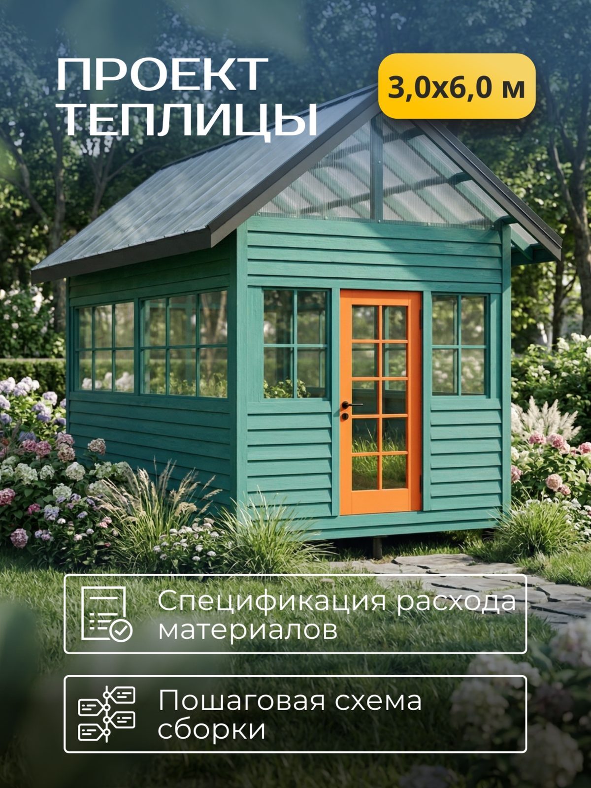Проект теплицы 3,0×6,0 м / HDT1