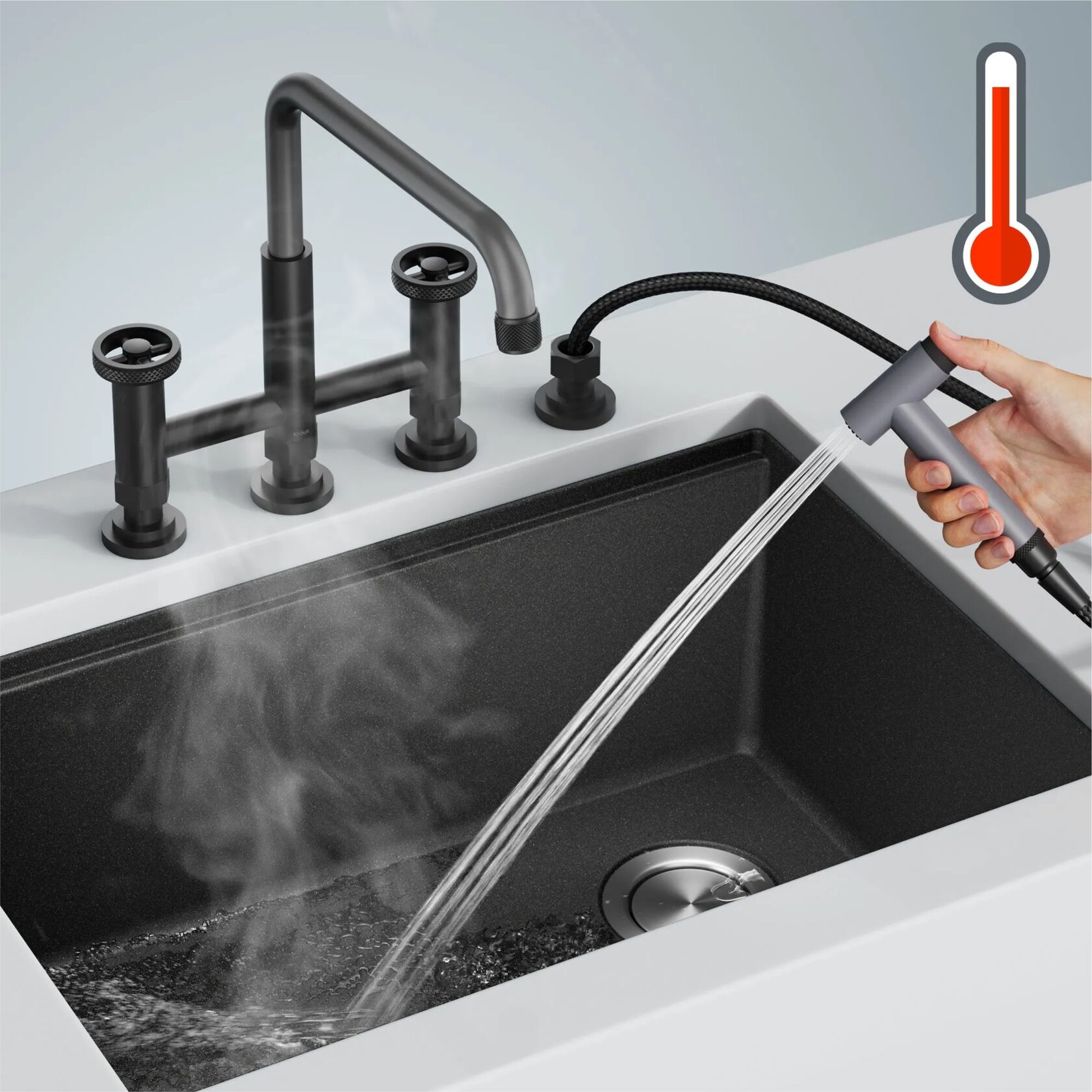 Кухонний змішувач Kraus KPF-3125MBGRCC - изображение 4