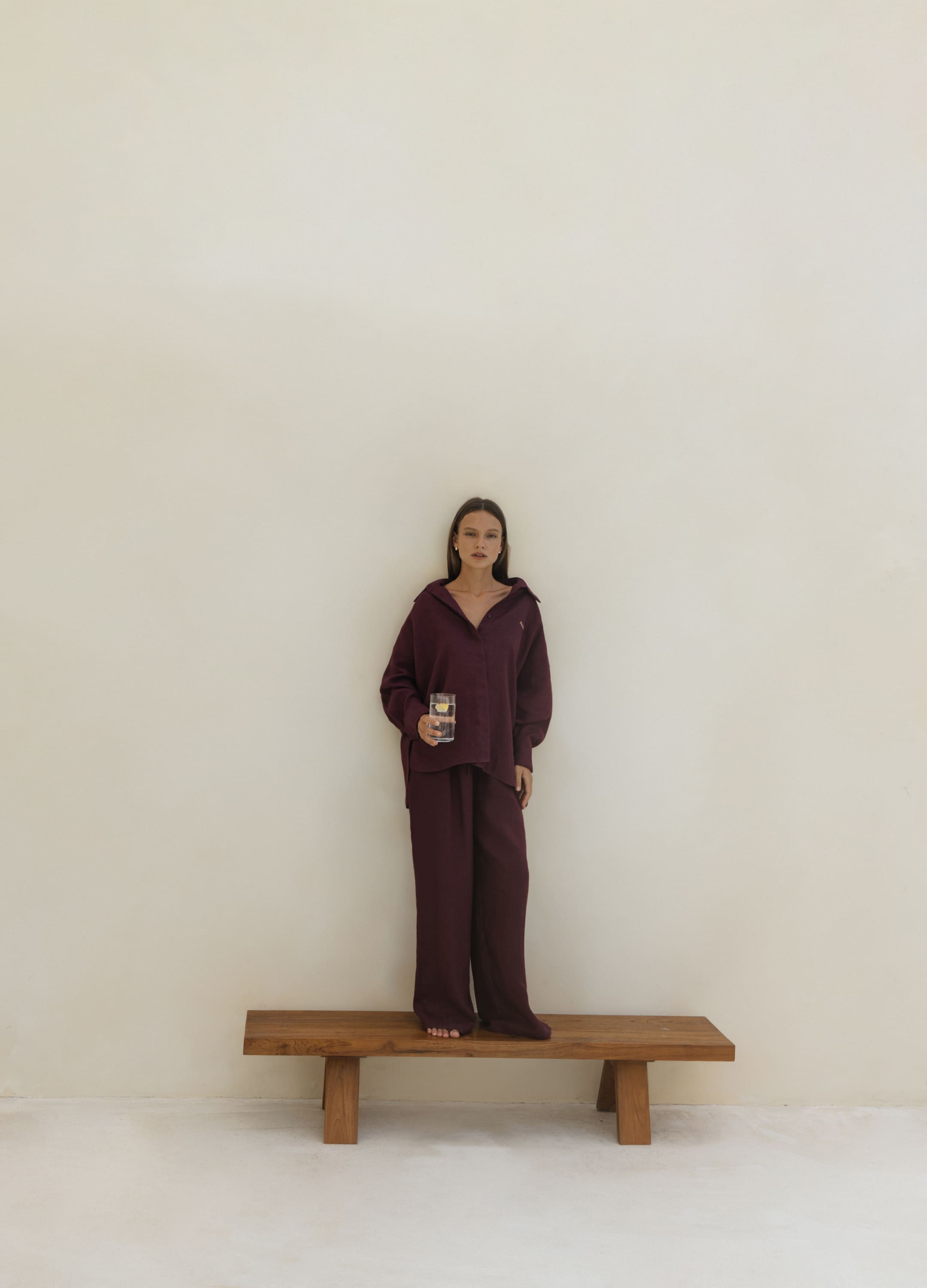 

Льняной костюм Ideal: рубашка + брюки - Бордовый, Wine;бордовый