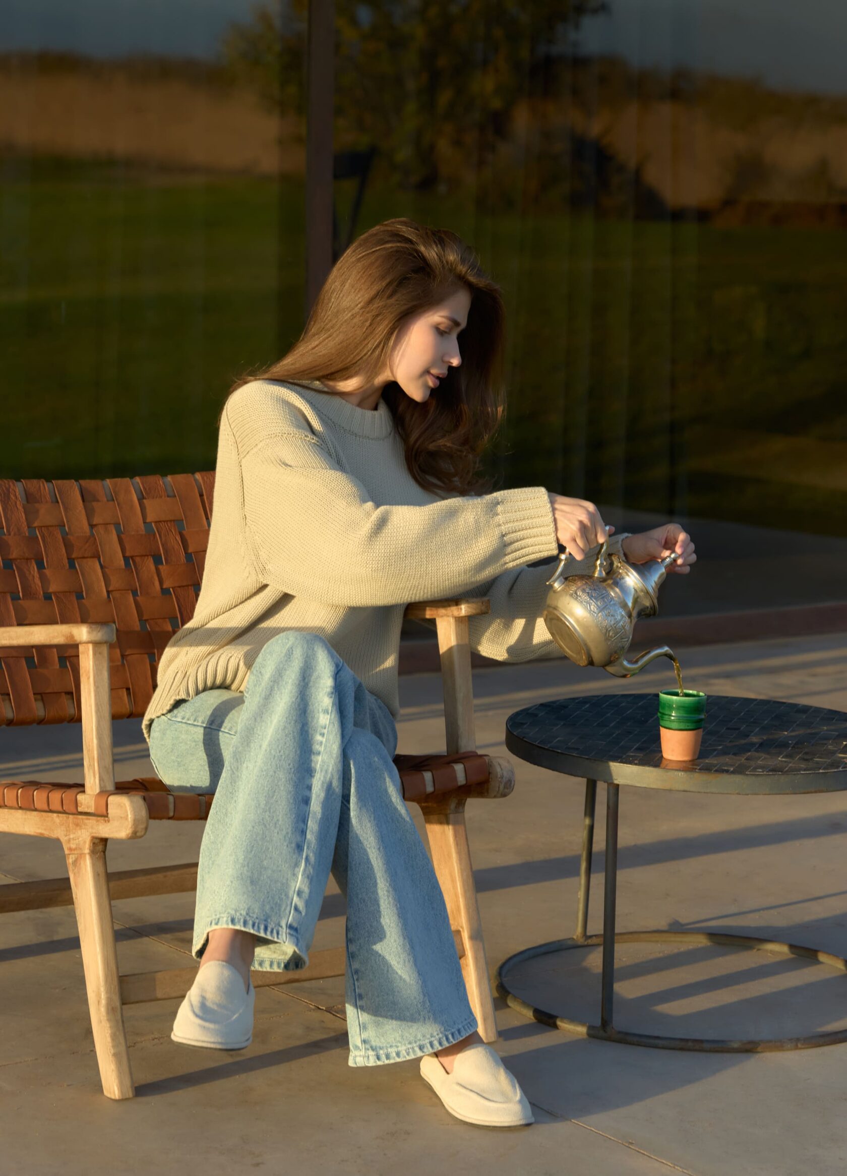 

Джемпер Sunset из мерсеризованного хлопка - Бежевый, Natural;бежевый