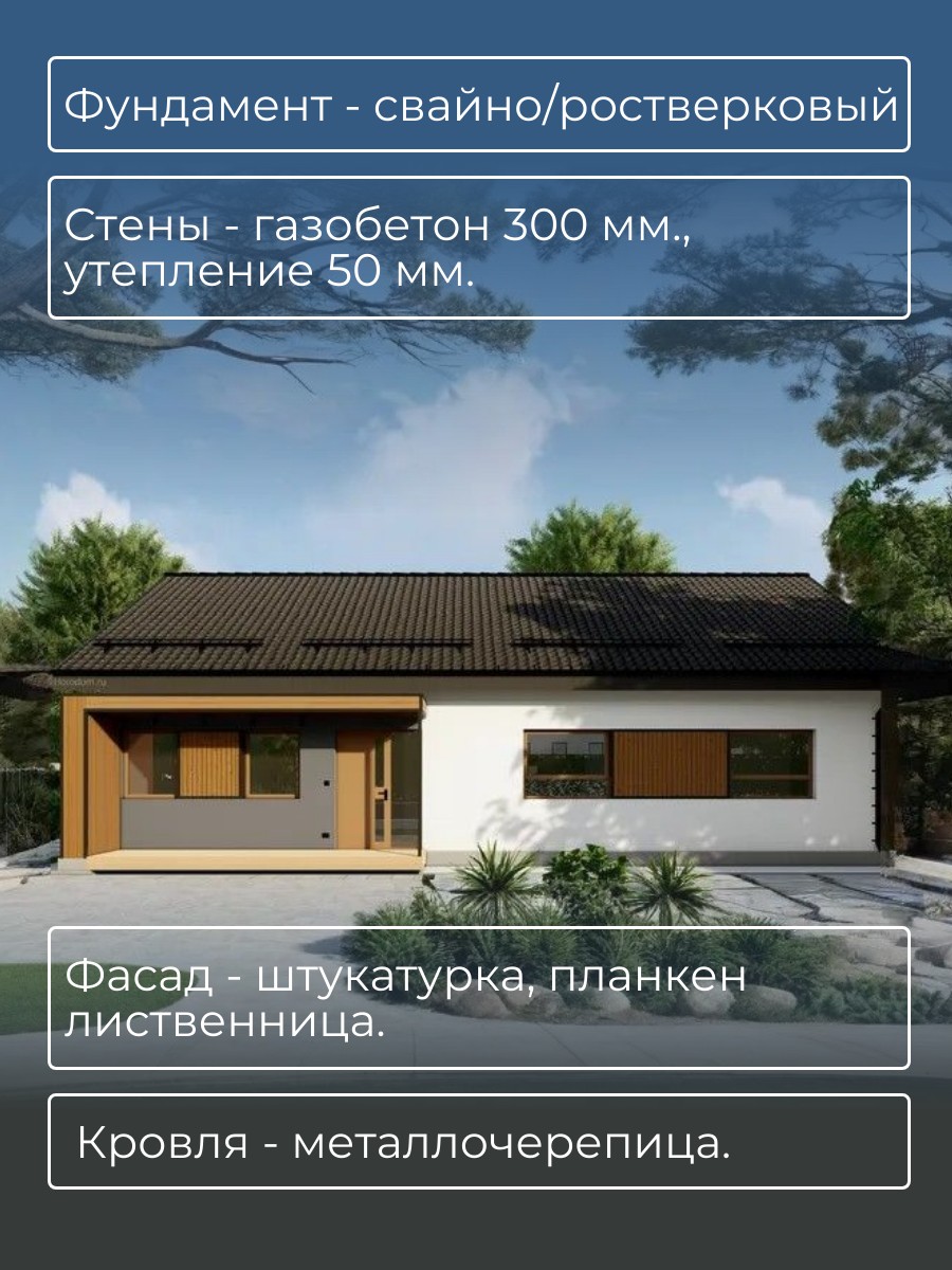 Проект дома 92 м2 / Газобетон / 1 этаж / — фото 5