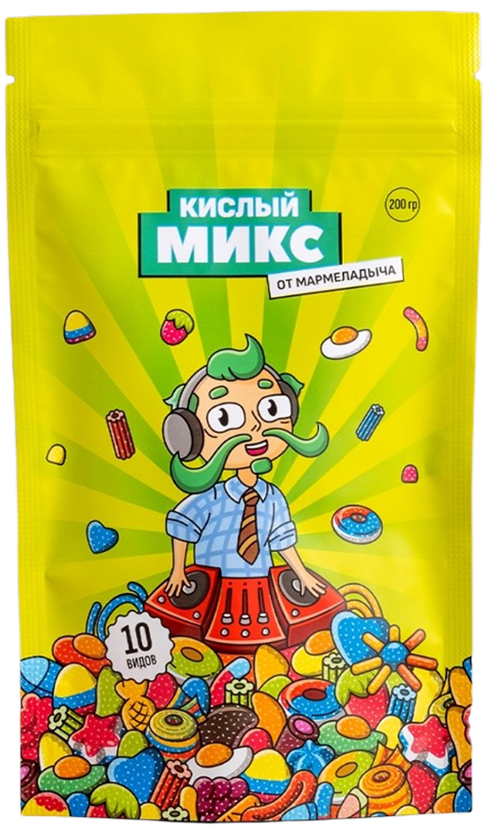 Мармелад жевательный кислый, микс в пачке 200гр - МАРМЕЛАДЫЧ