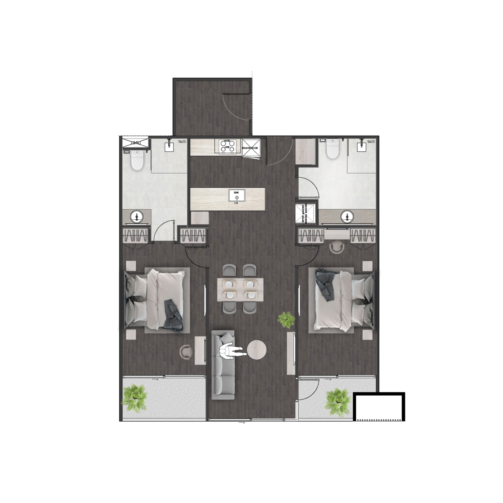 Unit 3509 — 2 Bed · 94.6 m²