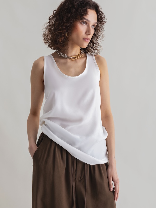 Топ с овальным вырезом, белый