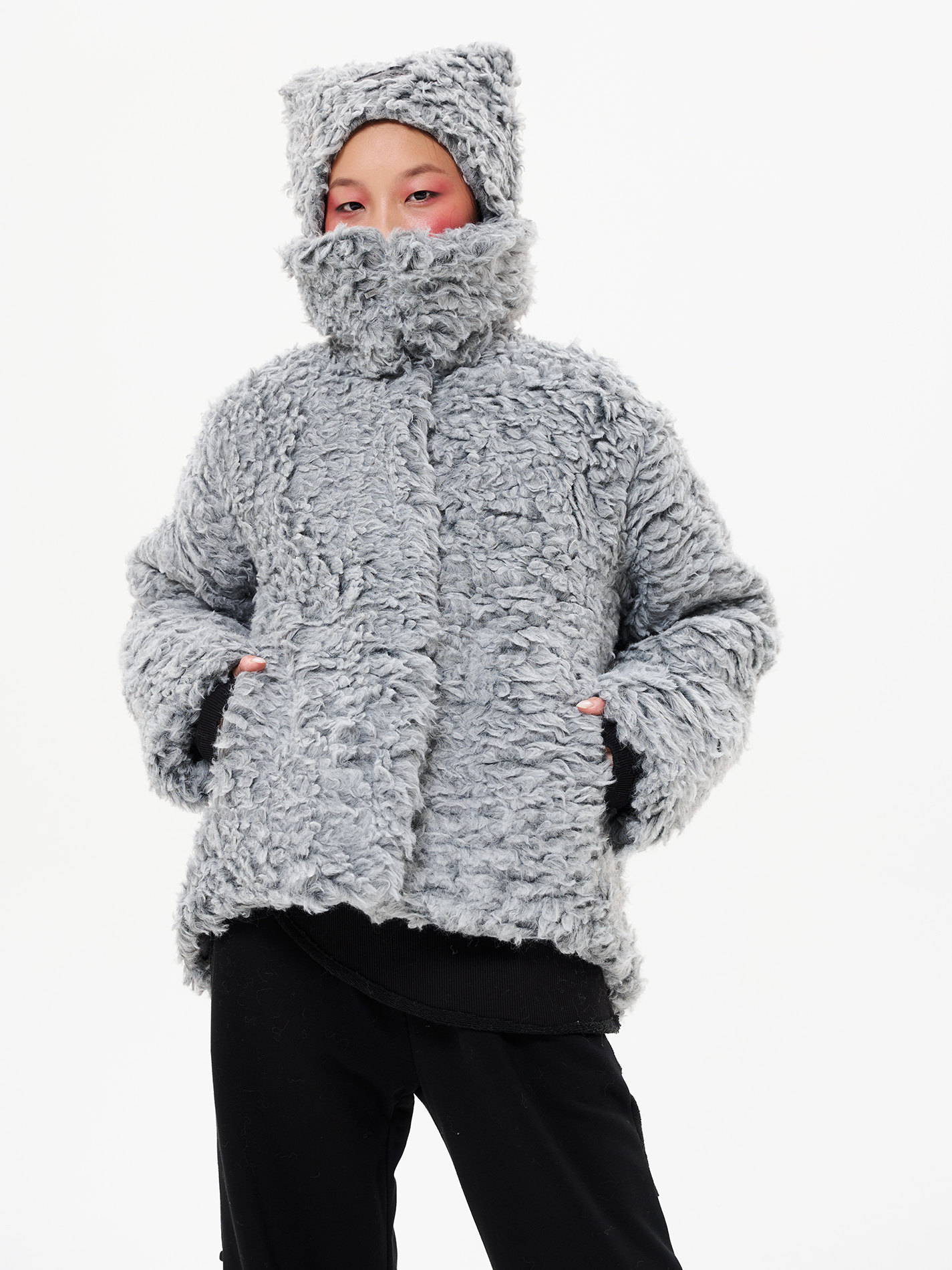 ШАПКА МиуМиу из вег-меха Серая - Ø 58 - L - Серый