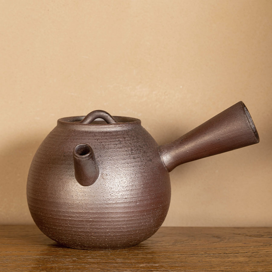 Чайник Нисин Тао дровяного обжига с пепельной глазурью