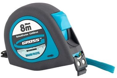 Рулетка "Ergonomisch", 8 м x 25 мм, магнитный обрезиненный зацеп// Gross