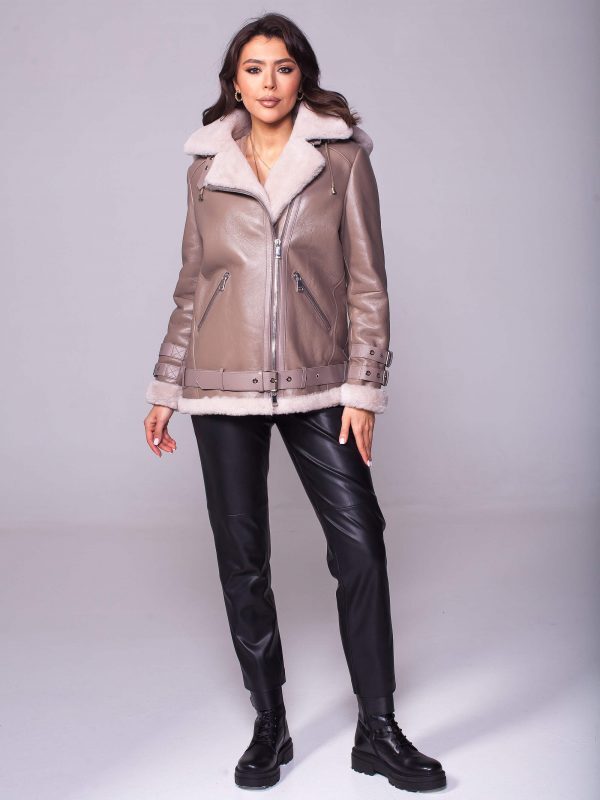 Дубленка авиатор со съемным капюшоном