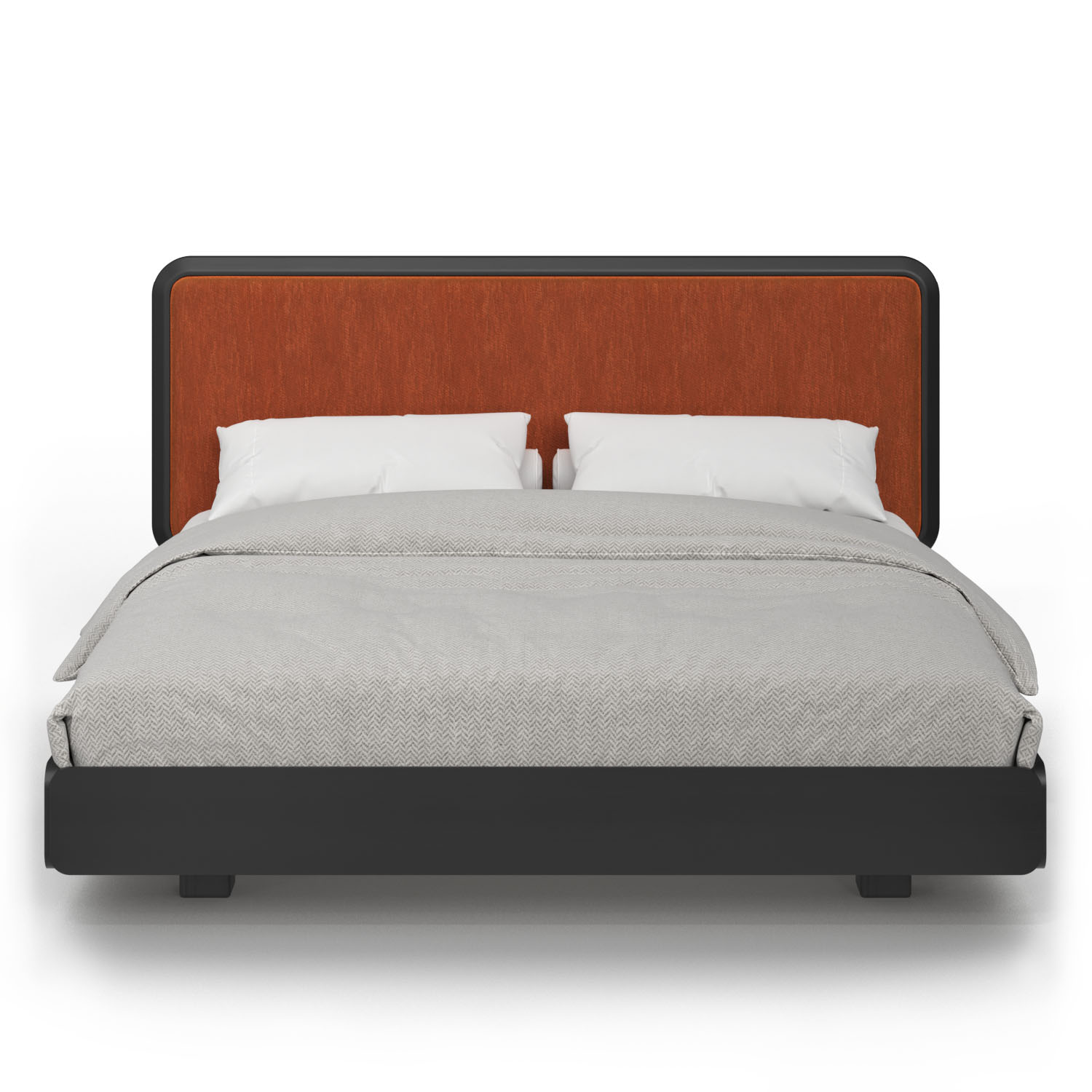 Кровать с мягким изголовьем на металлическом основании. LIANG