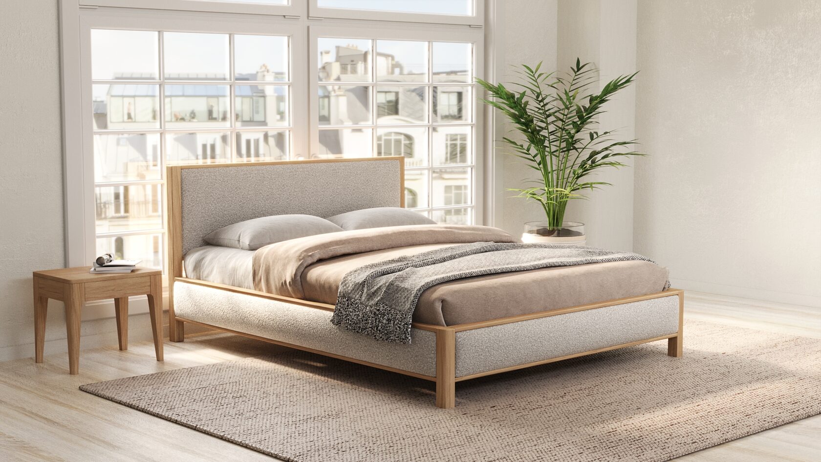 двуспальная деревянная кровать Лапина Мебель в интерьере