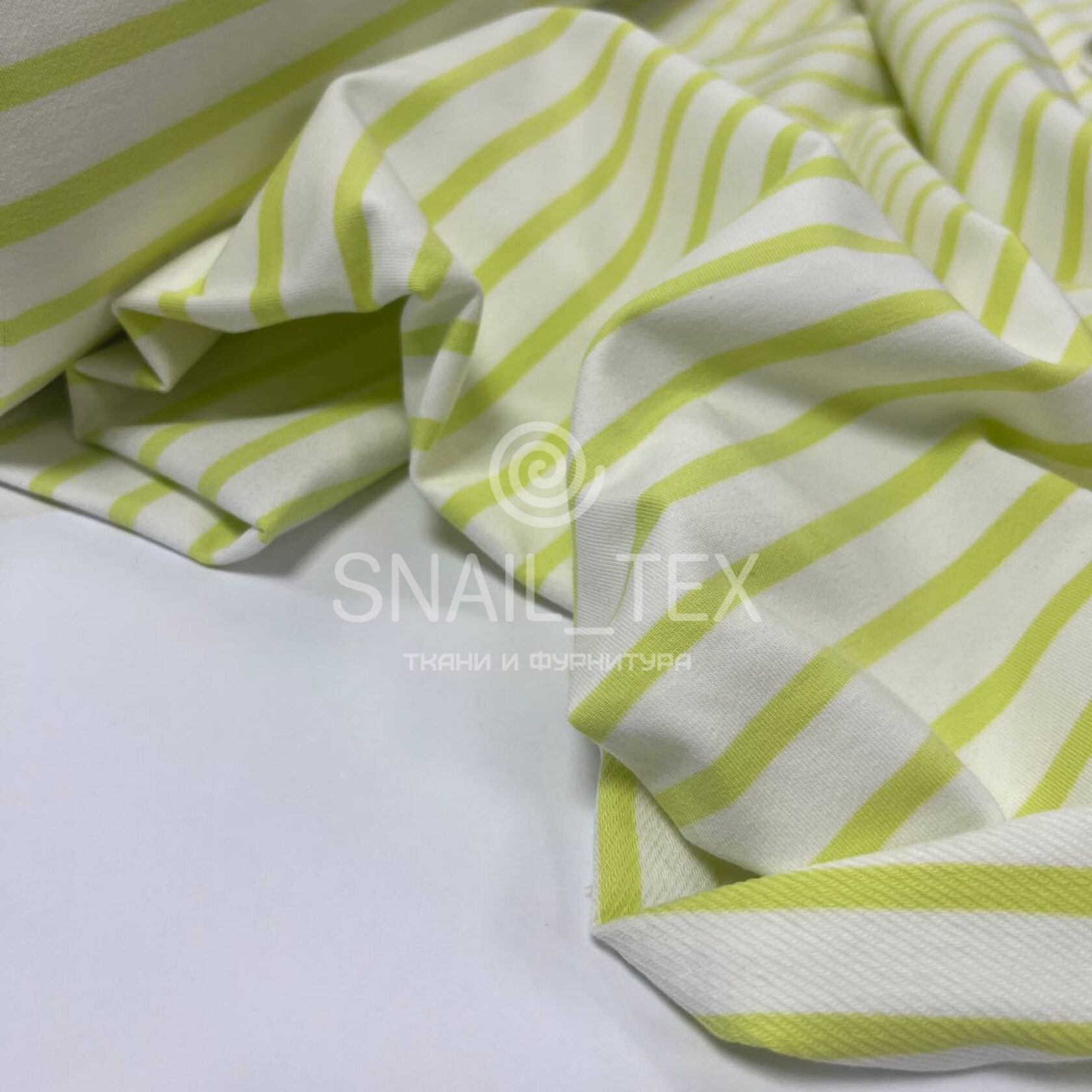 Футер двунитка тельняшка вязаная "Лайм"