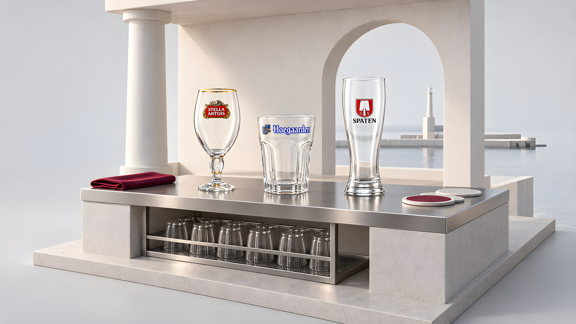 Бокал и подача — минималистичная визуализация