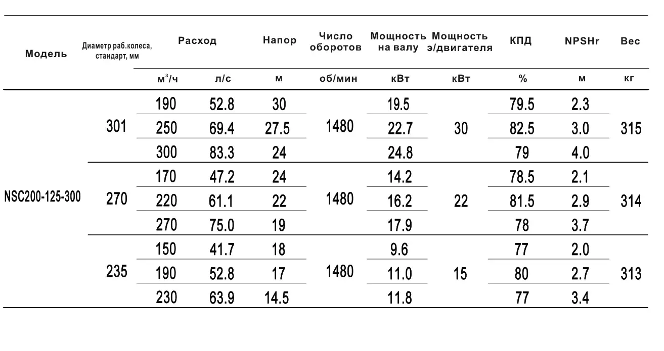Технические характеристики NSC200-125-300-270D-22KW