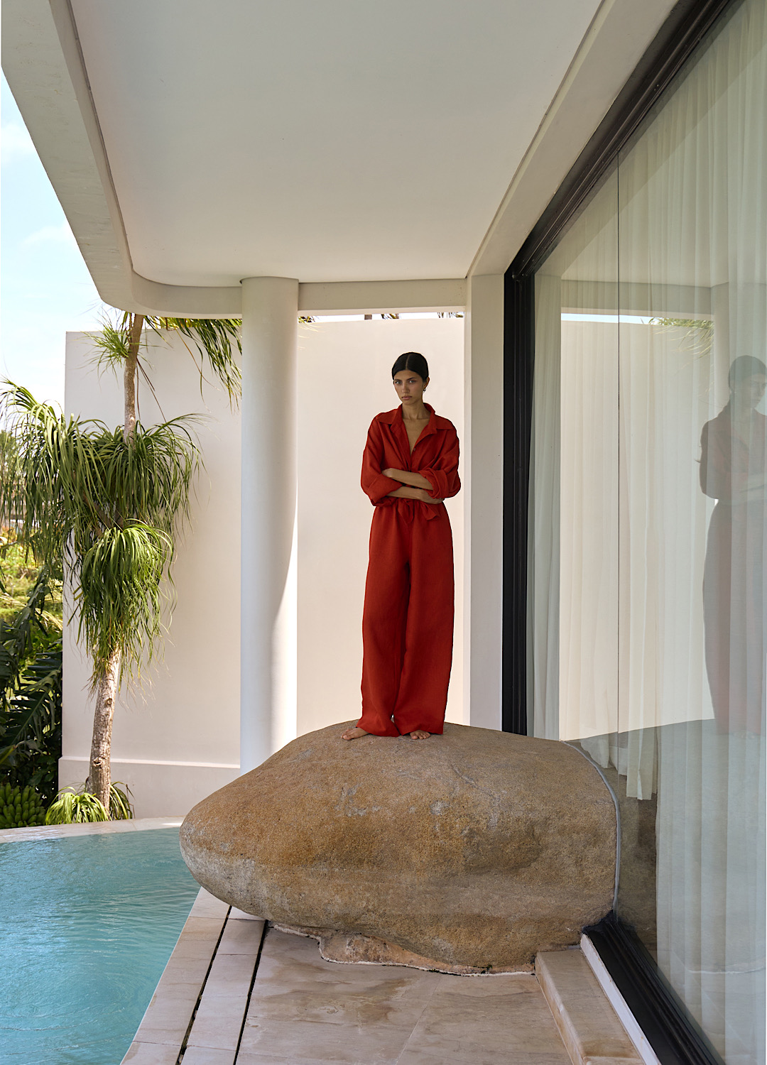 

Идеальный костюм изо льна: рубашка + брюки - Красный, Red velvet;красный