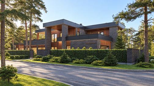 Современный дом с плоской кровлей Лисий Нос — проект, 530 м² — Визуализации дома, фото 5 — Премиум Хаус