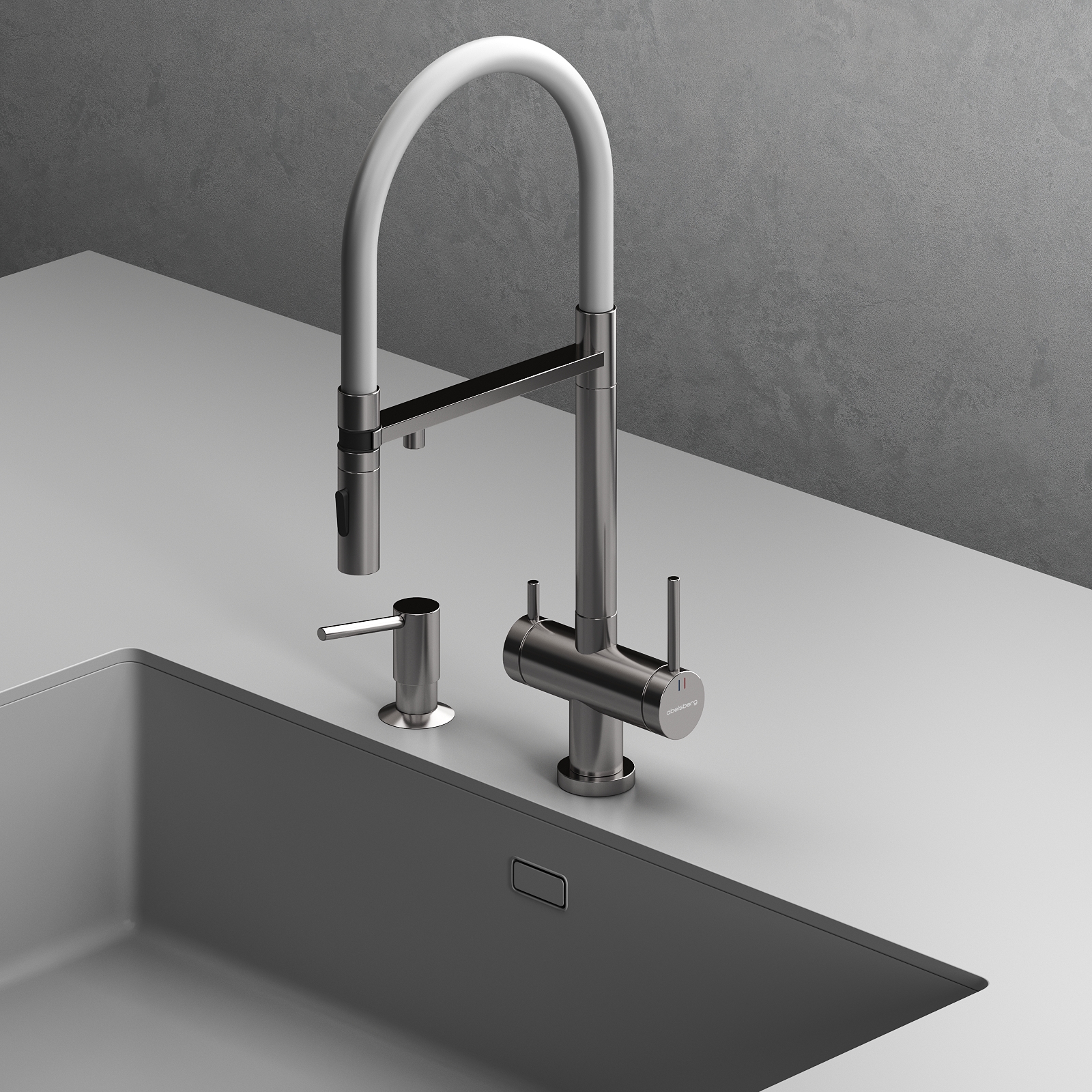 Смеситель для кухни Abelsberg Pura глянцевый c гибким изливом и возможностью подключения фильтра для воды