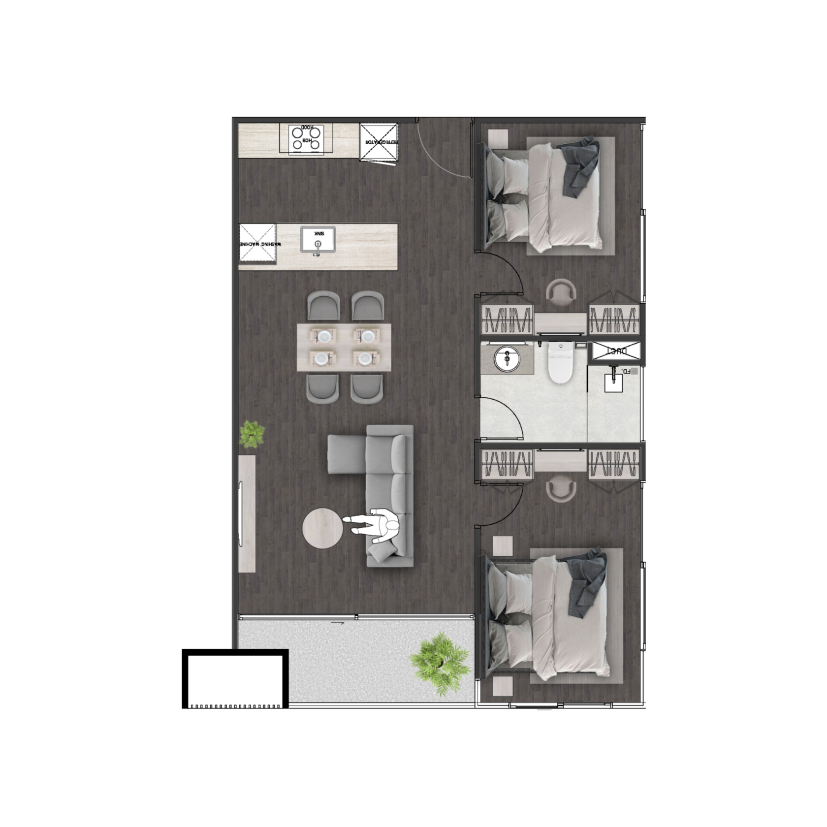 Unit 4202 — 2 Bed · 70 m²