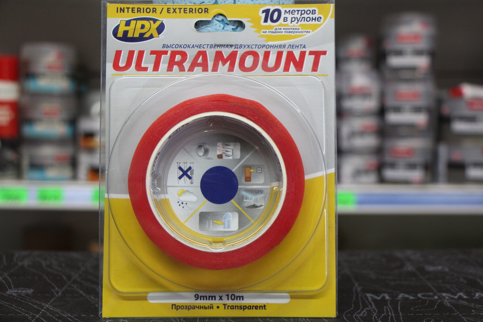 UM0910 Тонкая монтажная двухсторонняя лента прозрачная ULTRAMOUNT 9мм*10м