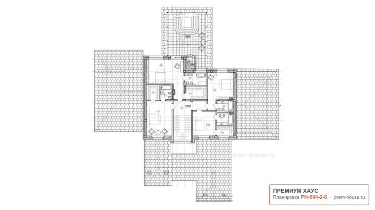 Планировка 1 этажа дома Дом в стиле Райт В504, 504 м² — Премиум Хаус