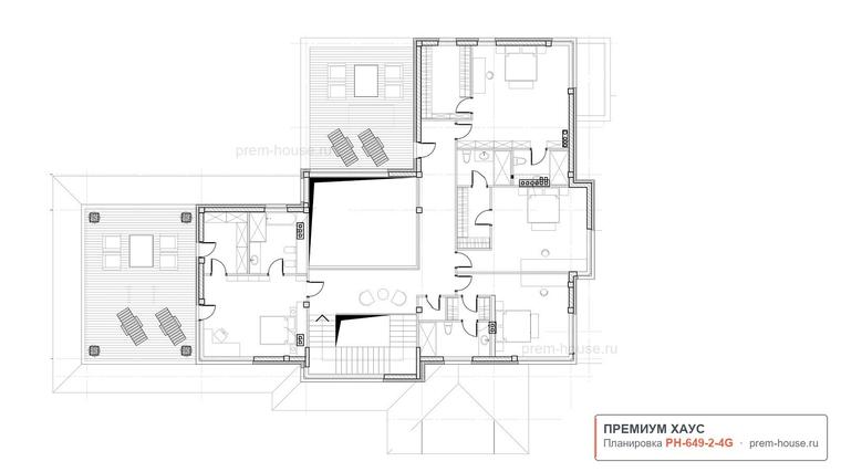 Планировка 2 этажа дома Райт КВ-649, 649 м² — Премиум Хаус