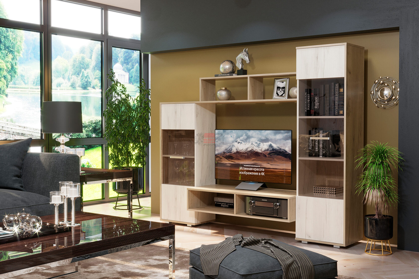 Стенка Александра-2 2000х450х1630 | Интернет-магазин Крафт Мебель