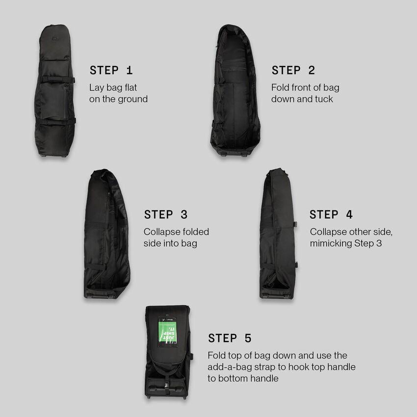 Шаги складывания тревел бега Ogio Pace Golf Travel Cover