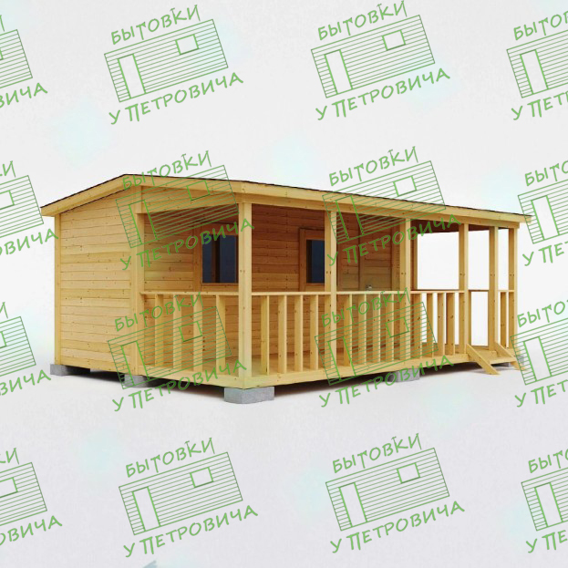 Бытовка для дачи 6х2,1м (утепленная) + веранда 6х2 м