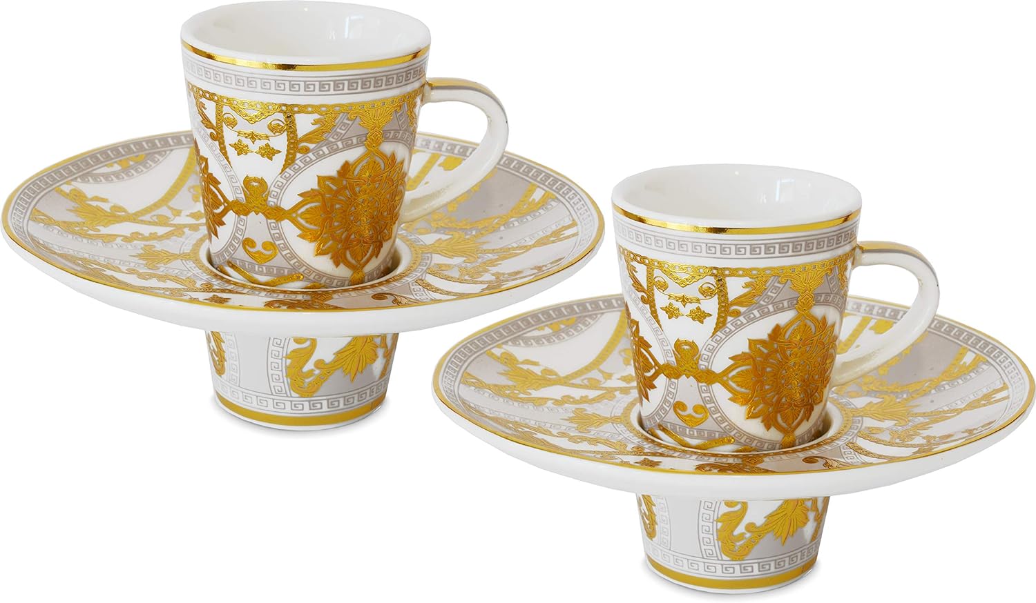 Baci Milano Set 2 Versailles Coffee Cups with Porcelain Saucers – Le Gioie