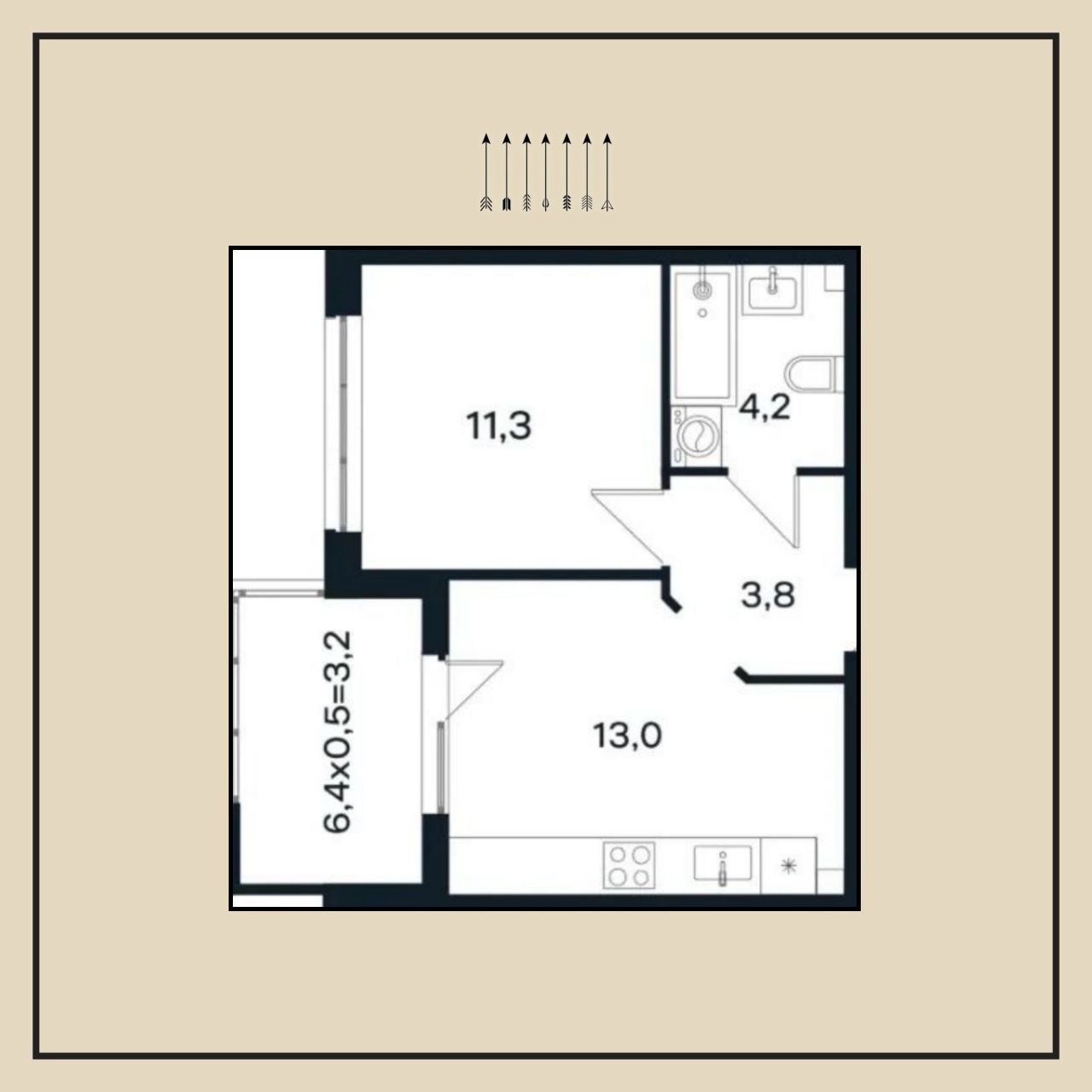 2-комнатная квартира, 38 м², ЖК Новая Елизаветка · Елизаветинская