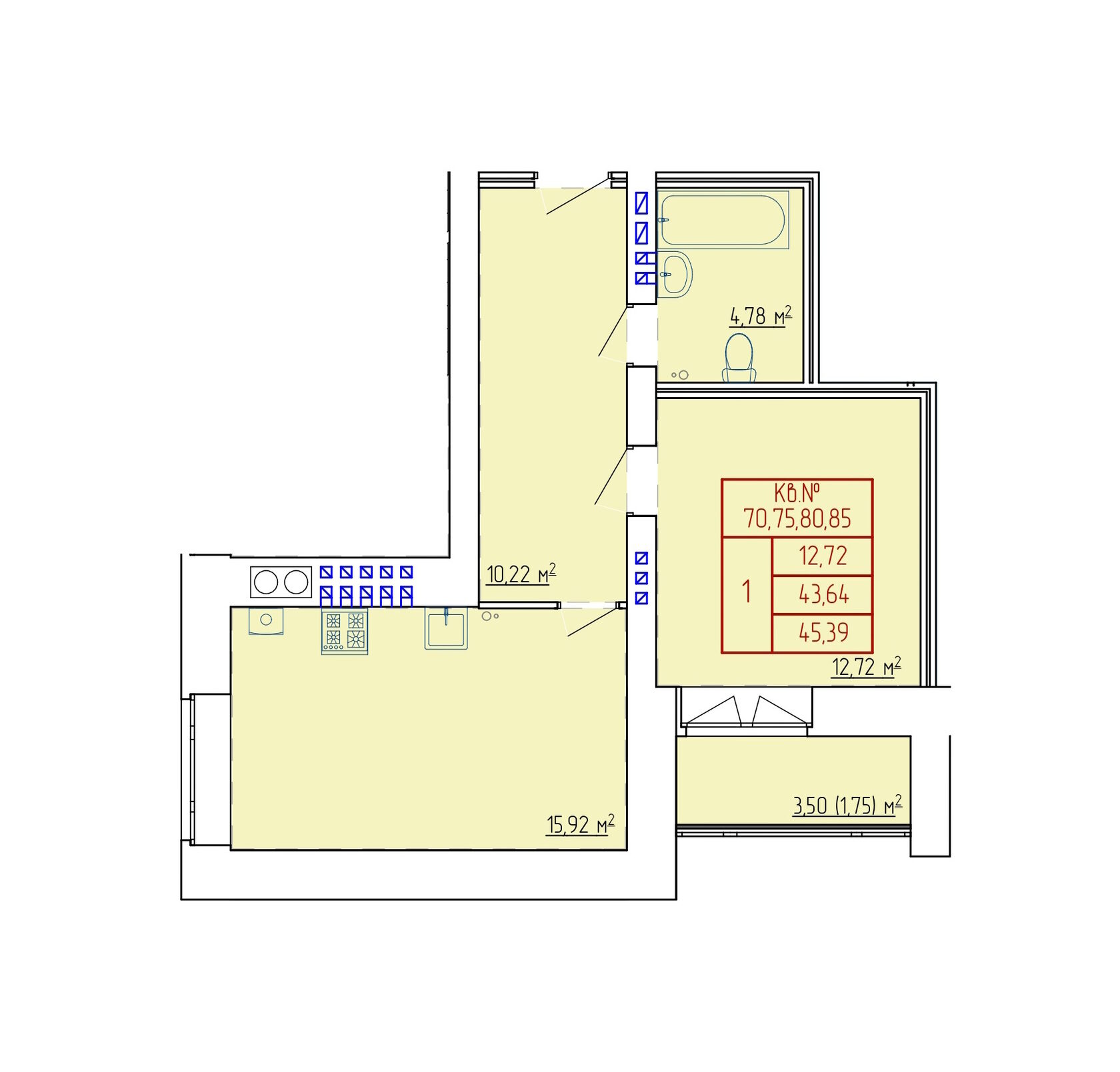 Планировка 1-комн. 4