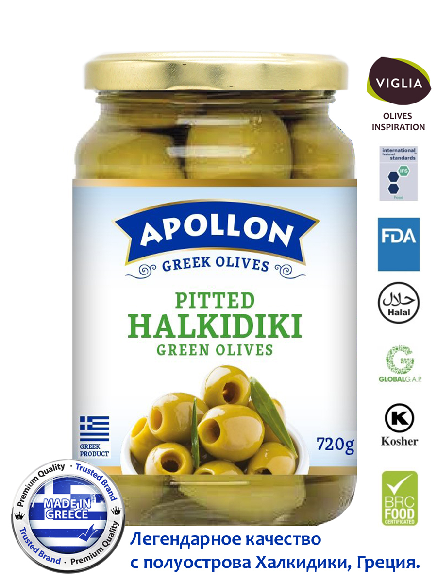 Оливки без косточки Apollon 720 г Viva Oliva