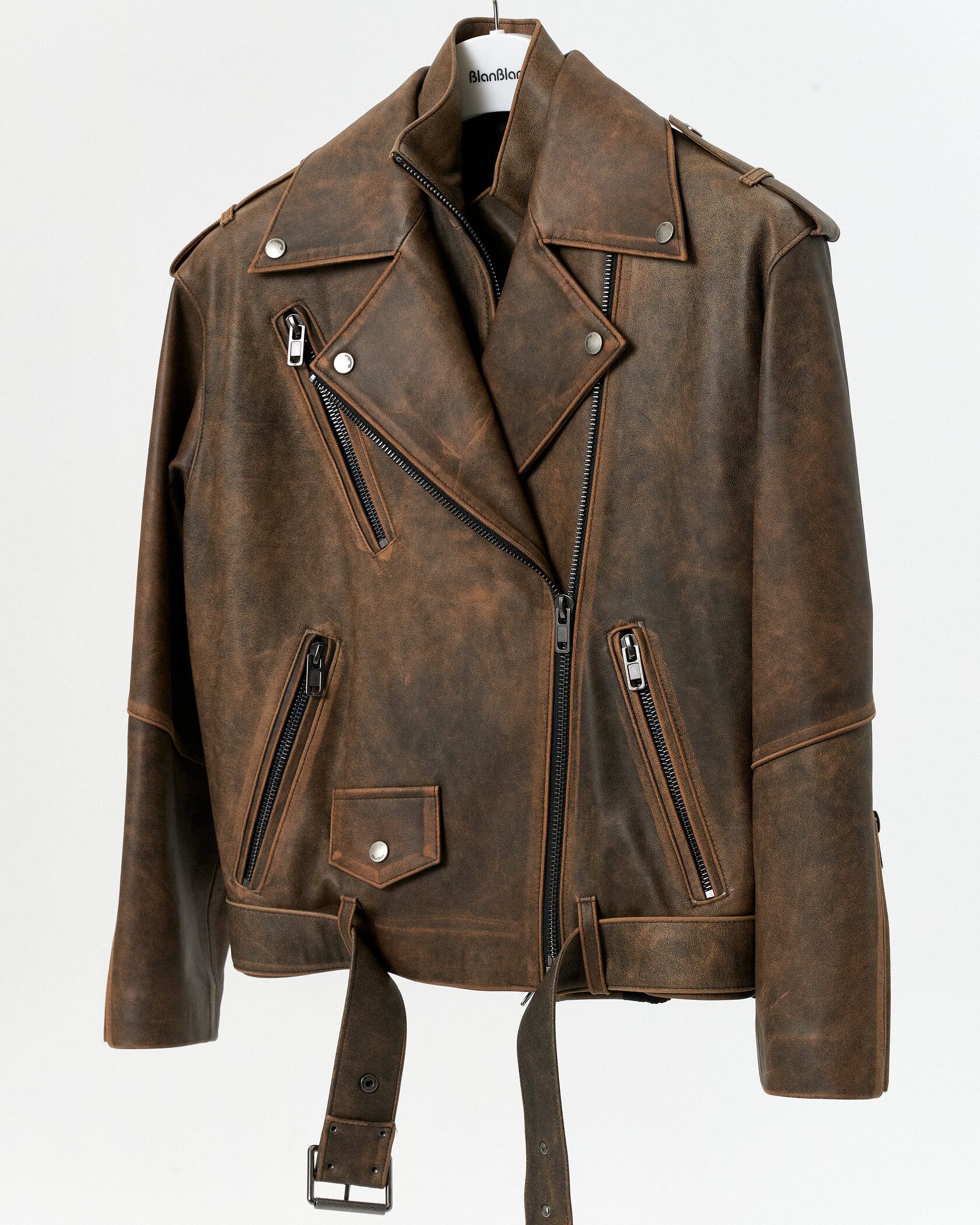 Кожаная классическая косуха стандартной длины Antique Amber.