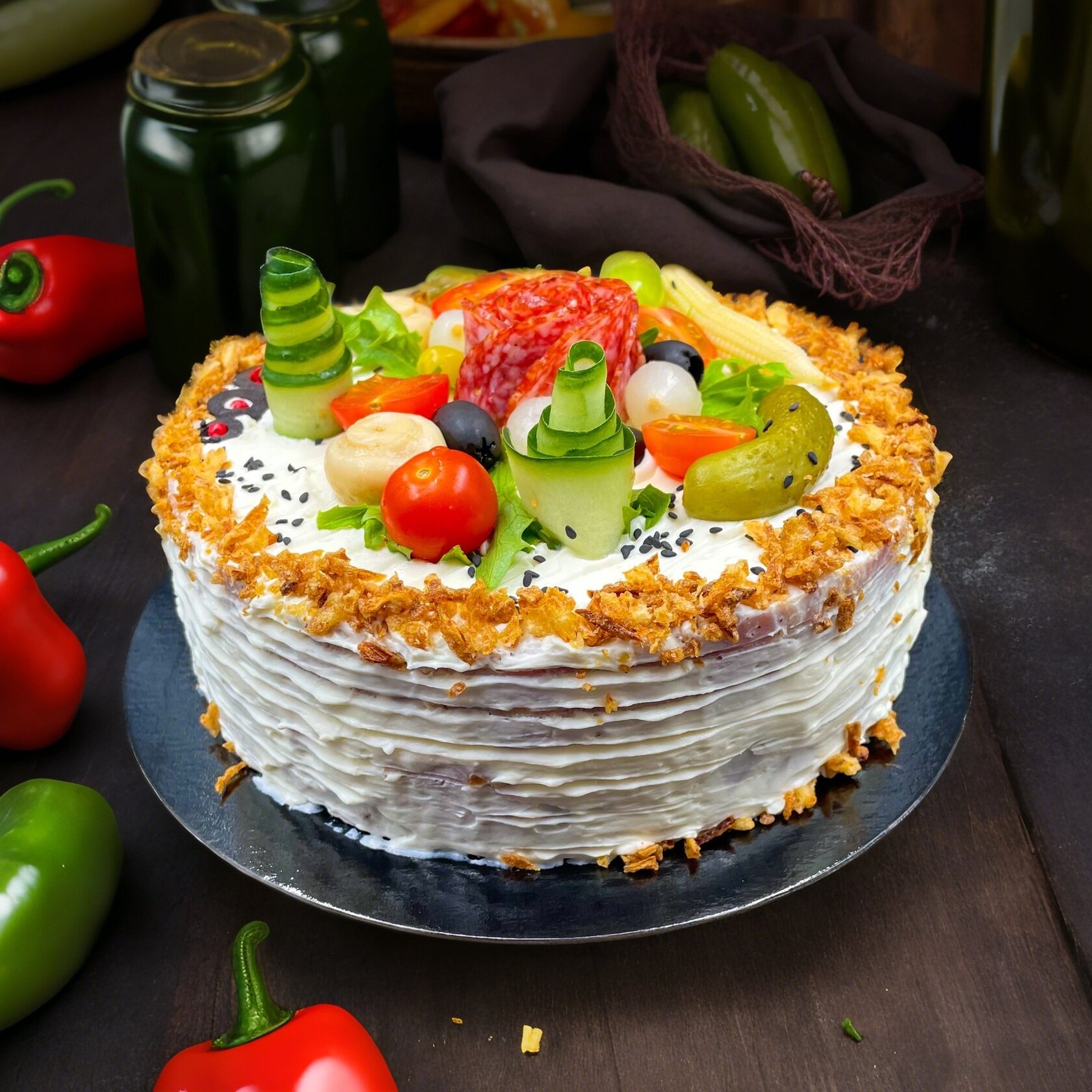 Мясной торт