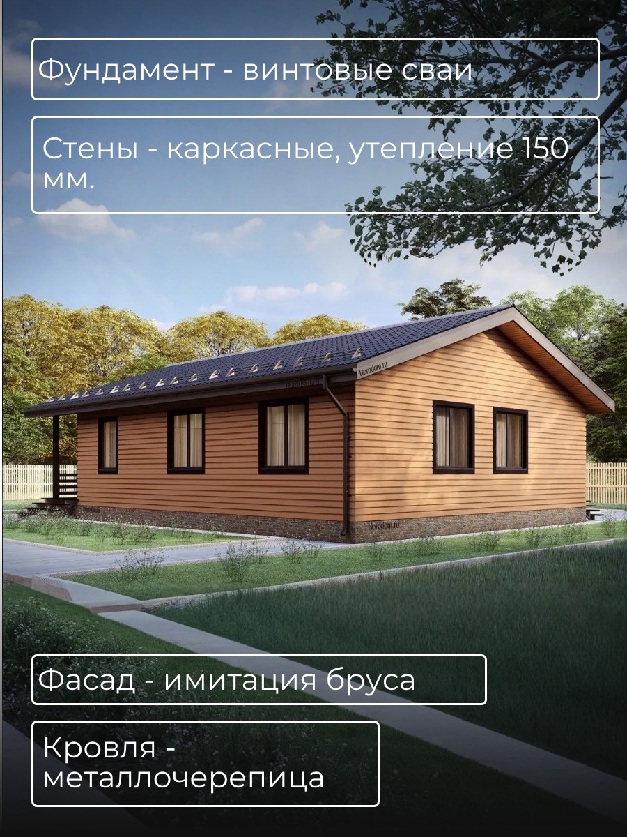 Проект дома 105 м2 / Каркасник / 1 этаж  — фото 5