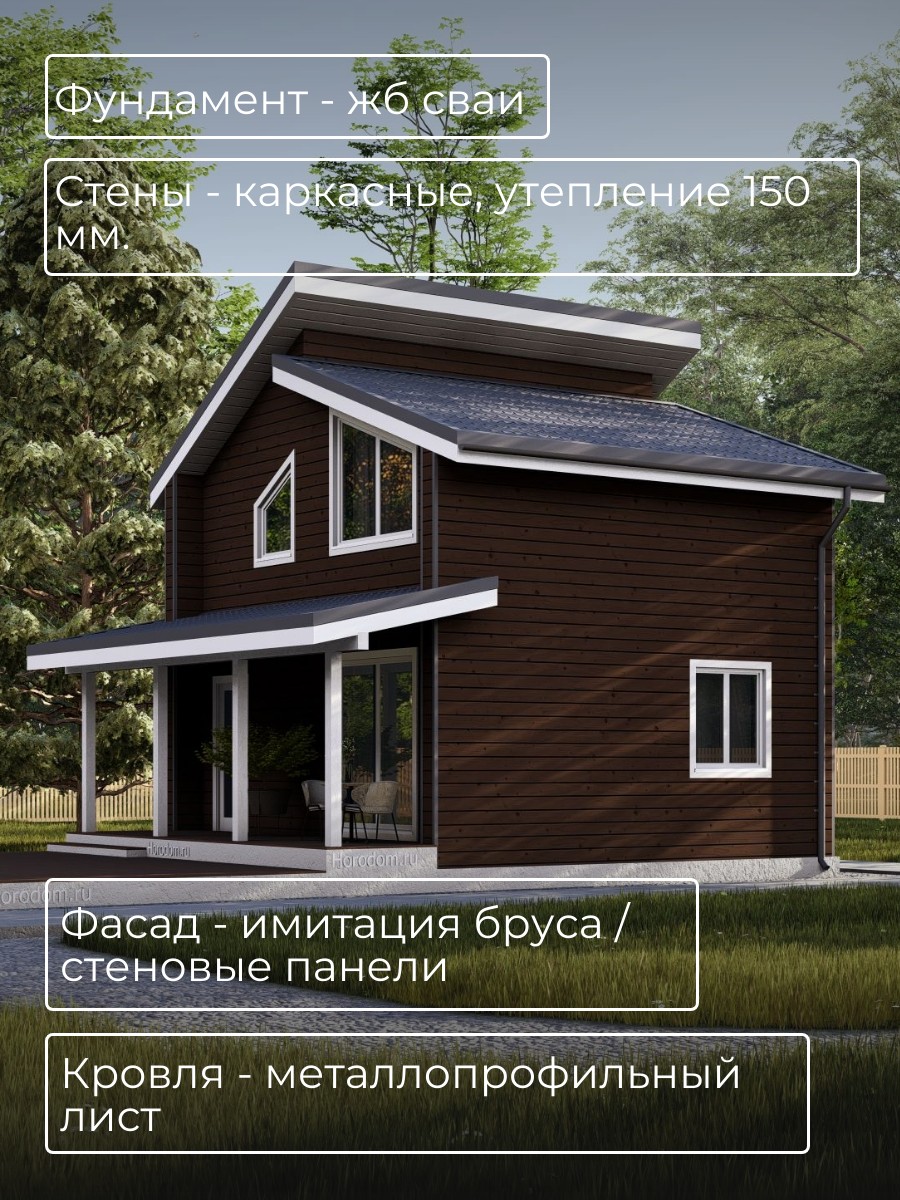 Проект дома 68 м2 / Каркасник / 2 этажа  — фото 6