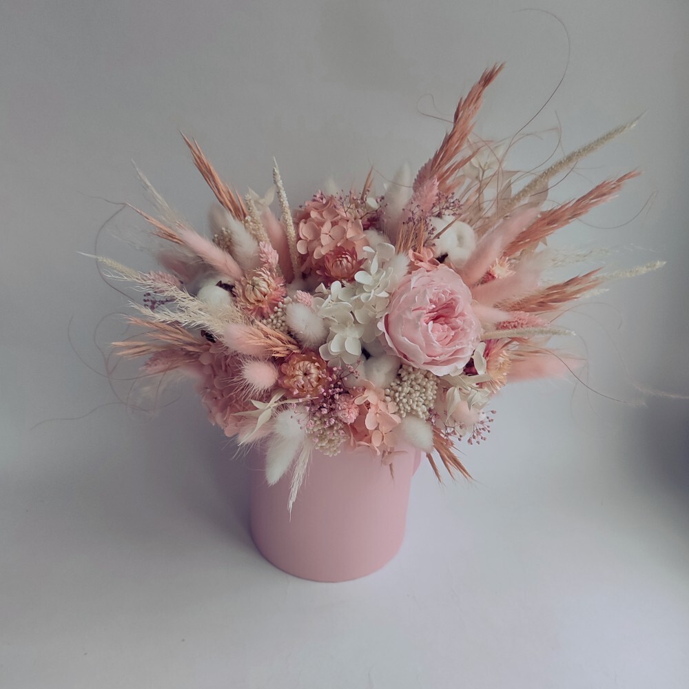 Сухоцветы в шляпной коробке Неповторимый шарм