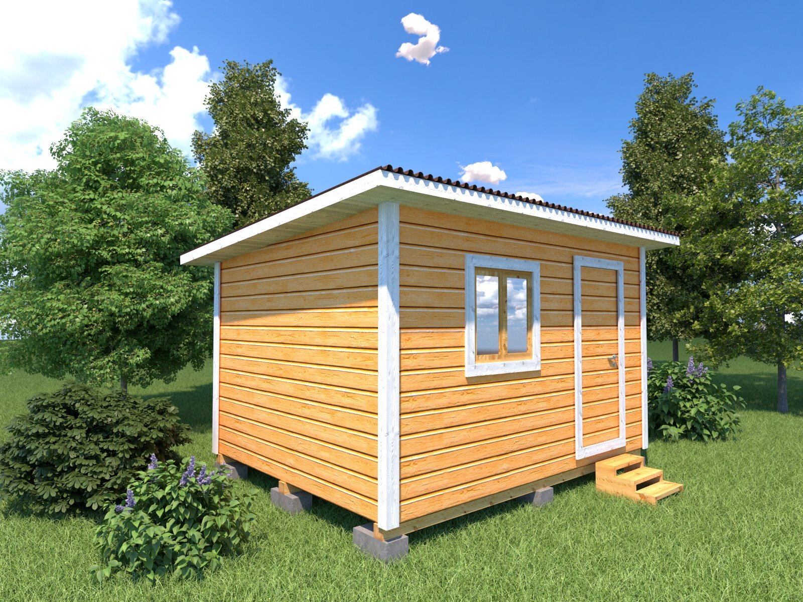Бытовка классическая деревянная 4х3 с односкатной крышей