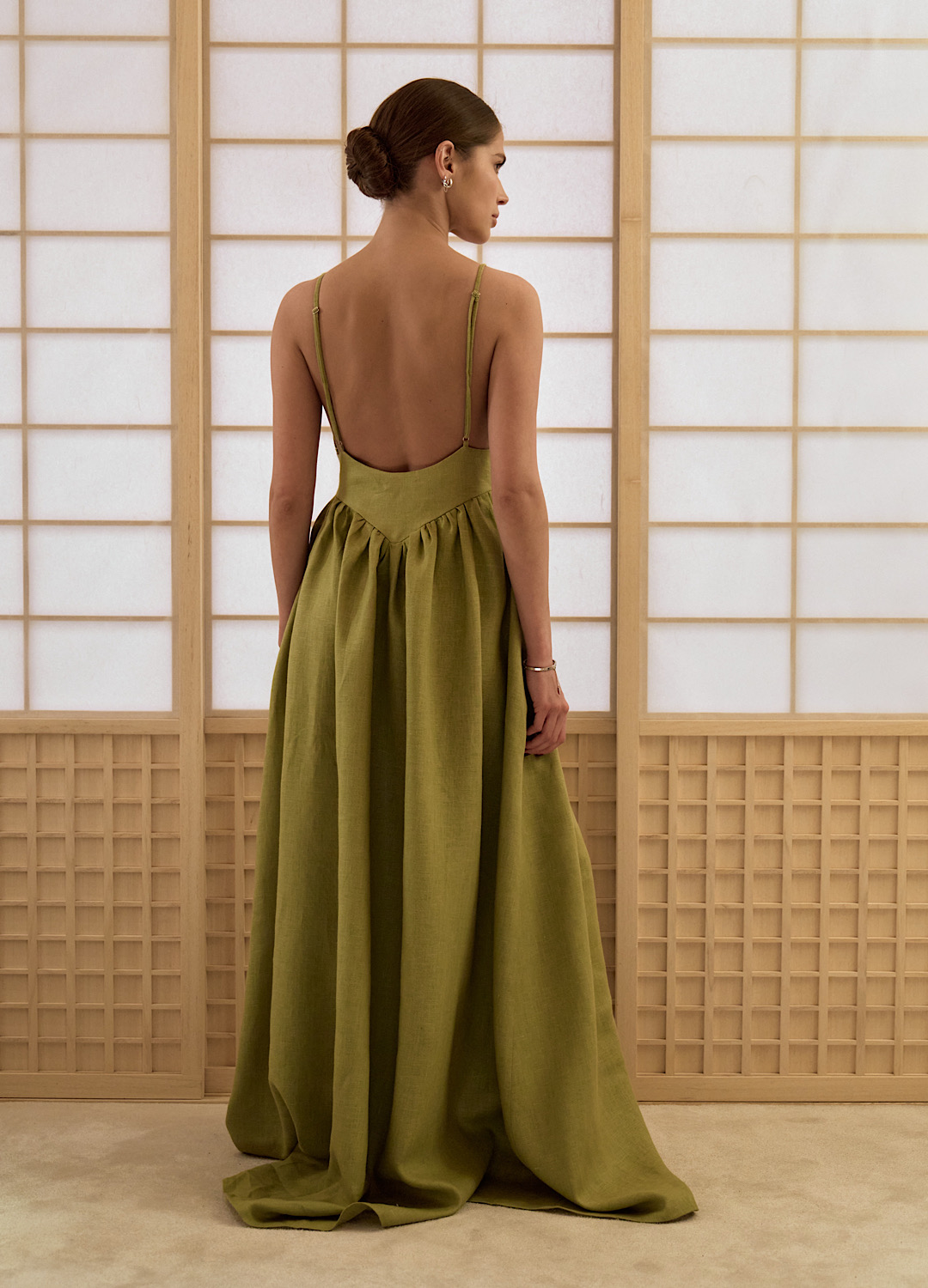 

Платье Teresa изо льна - Зелёное, Olive;зелёный