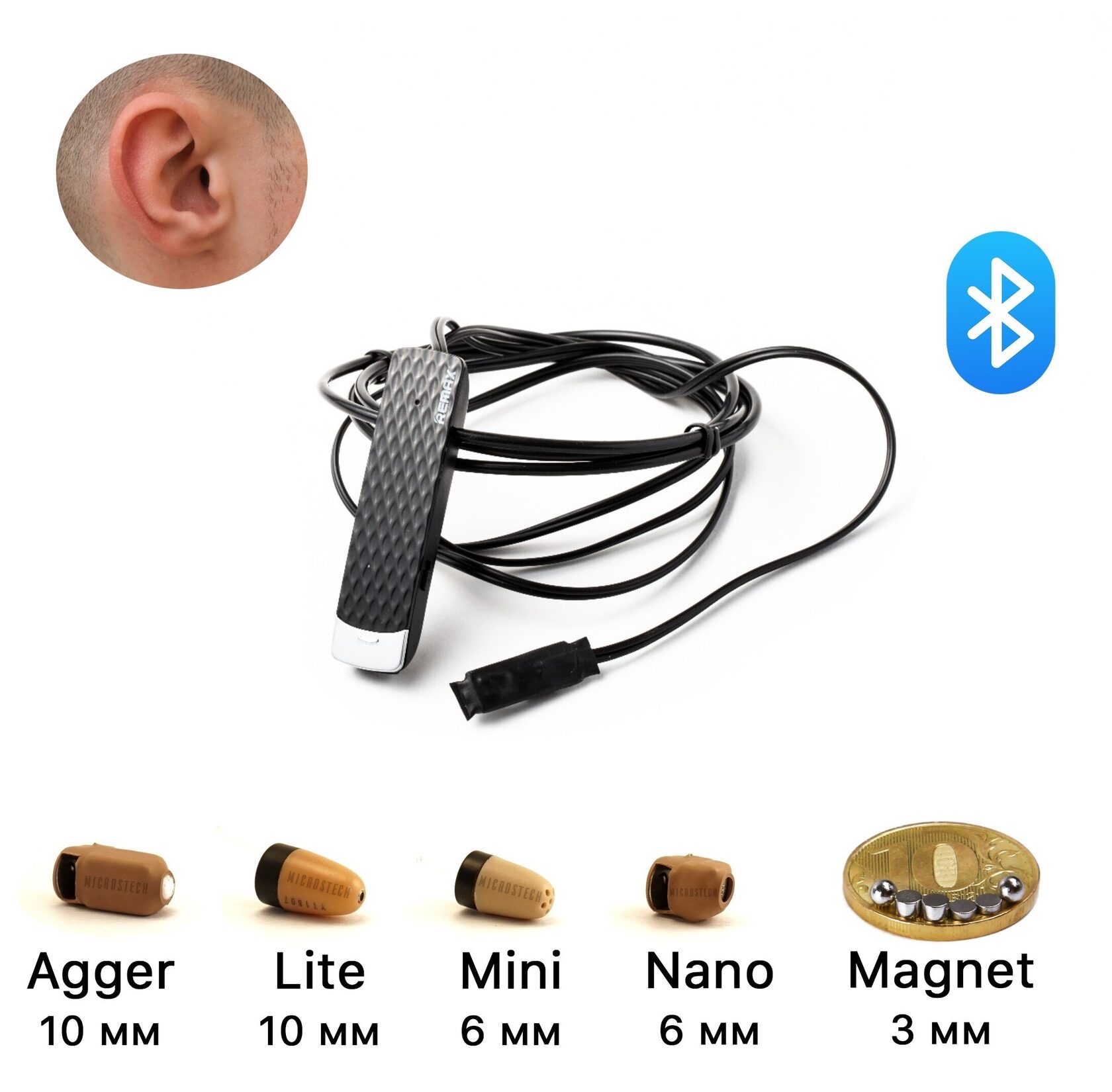 Микронаушник Bluetooth Pro