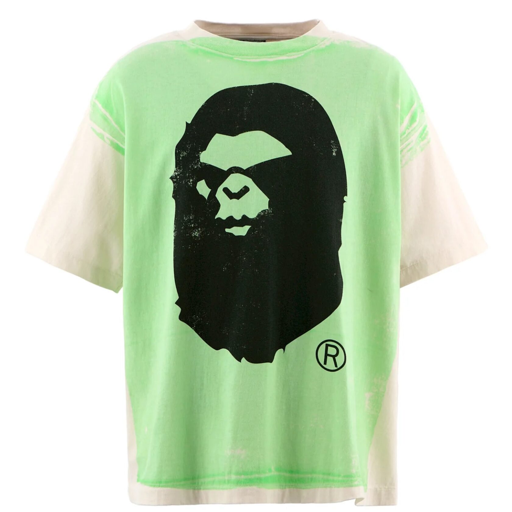 Купить футболку SAINT Mxxxxxx × BAPE HANDPRINT TEE White/Green